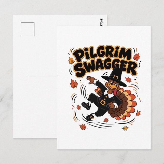 Pilgrim Swagger Turkey Thanksgiving Dab Dabbing  Postcard (Front/Back)