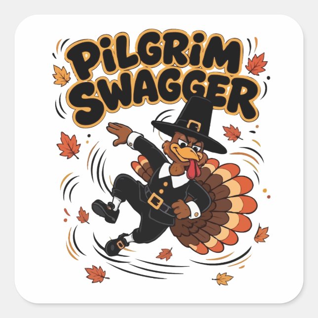 Pilgrim Swagger Turkey Thanksgiving Dab Dabbing  Square Sticker (Front)