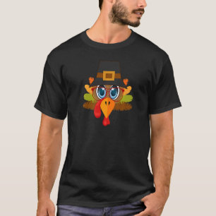 Pilgrim Turkey Face Red Glasses Blue Eyes Thanksgi T-Shirt