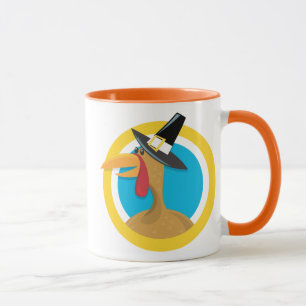 Pilgrim Turkey in blue and yellow Circle Mug