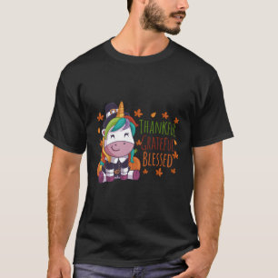 Pilgrim Unicorn Thankful Grateful Blessed Thanksgi T-Shirt