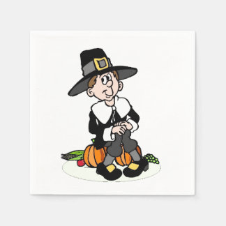 Pilgrim With Pumpkin Napkin