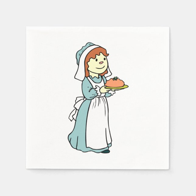 Pilgrim Woman Thanksgiving Dinner Napkin (Front)