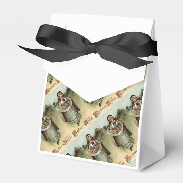 Pilgrim Woman Vintage Thanksgiving Party Favour Bo Box (Front Side)