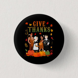 Pilgrims And Natives American Indian Thanksgiving  3 Cm Round Badge