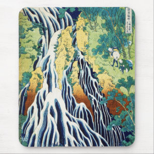 Pilgrims at Kirifuri Waterfall Japanese art Mouse Mat