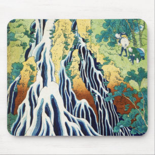 Pilgrims at Kirifuri Waterfall Japanese art Mouse Mat