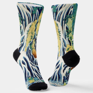 Pilgrims at Kirifuri Waterfall Japanese art Socks