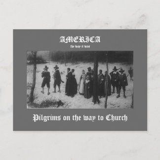 Pilgrims on the way to Church Postcard