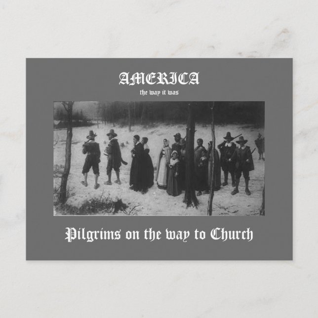 Pilgrims on the way to Church Postcard (Front)