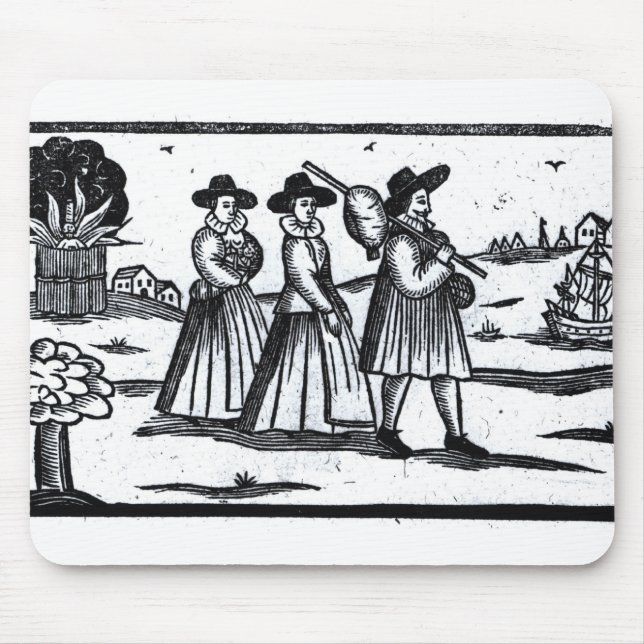 Pilgrims set sail on the Mayflower Mouse Mat (Front)