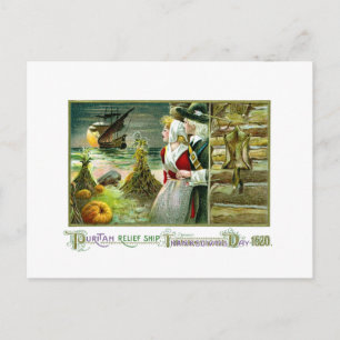 Pilgrim's Thanksgiving of 1620 Holiday Postcard