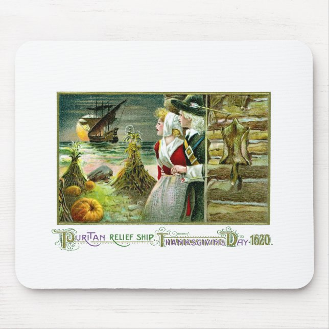 Pilgrim's Thanksgiving of 1620 Mouse Mat (Front)