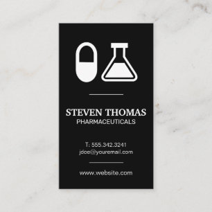 Pill and Beaker   Pharmacist Business Card