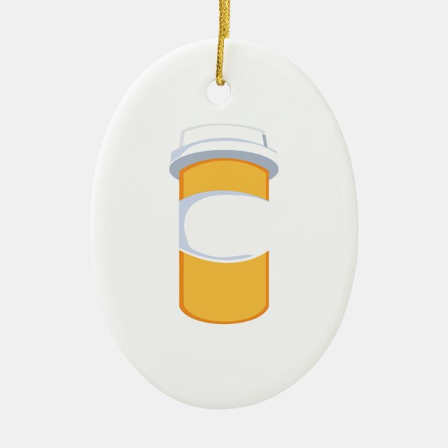 Pill Bottle Ceramic Tree Decoration (Front)
