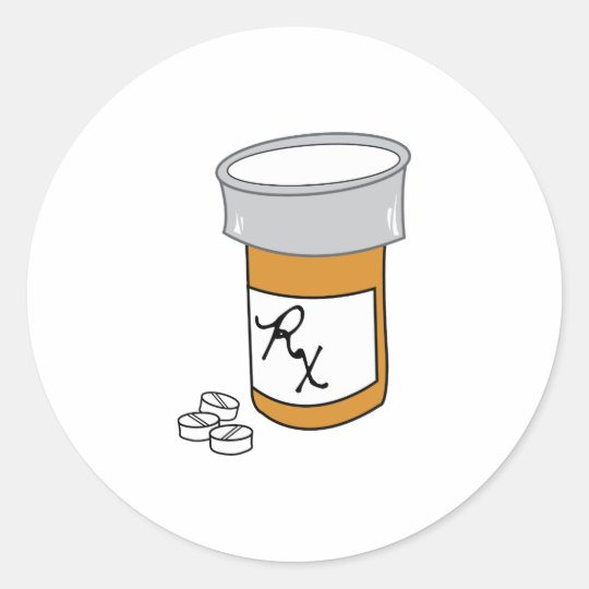Pill Bottle Classic Round Sticker | Zazzle.co.uk
