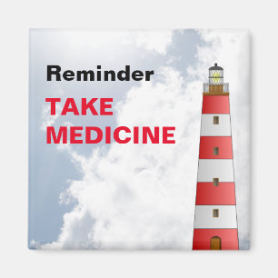Pill Medicine Reminder Beach Lighthouse Kitchen Magnet
