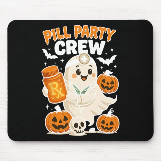 Pill Party Crew Pharmacy Tech Ghost Nurse Pumpkin  Mouse Mat (Front)