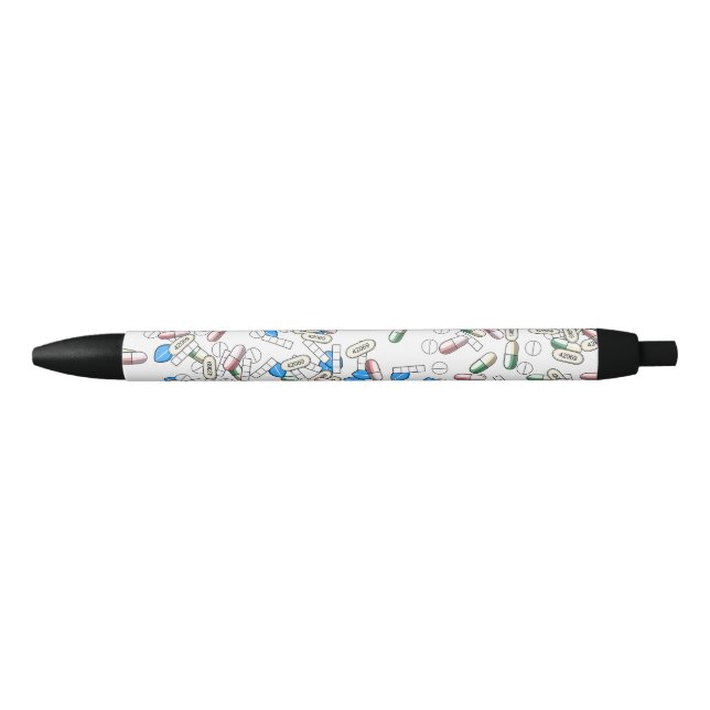 Pill Sprinkles Pattern Black Ink Pen (Front)