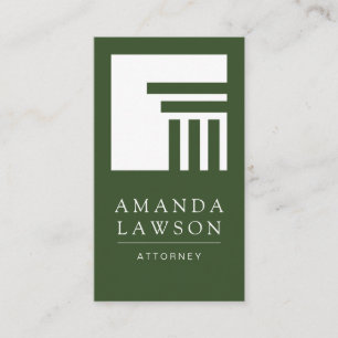 Pillar Architecture Elegant Simple Green Business Card
