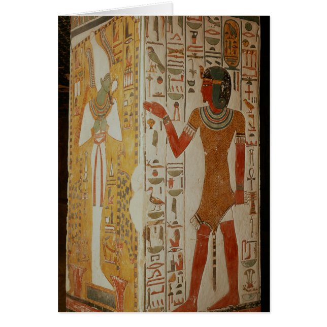 Pillar depicting Osiris and a priest wearing (Front)