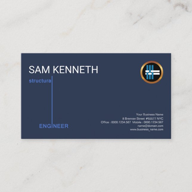 Pillar Rebar Minimalist Plain Structural Engineer Business Card (Front)