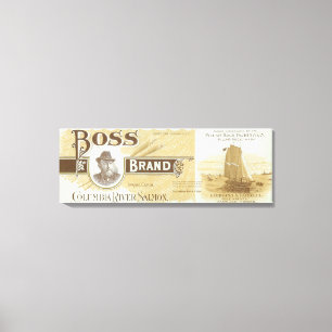 Pillar Rock, Washington - Boss Salmon Label Canvas Print