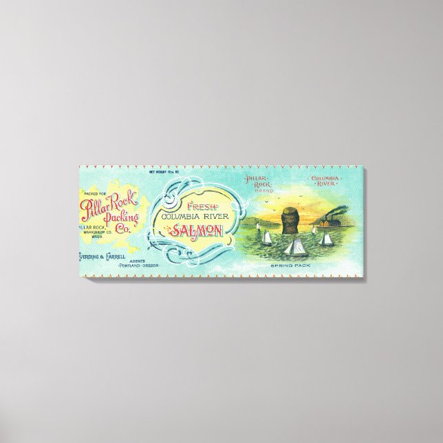 Pillar Rock, Washington - Pillar Rock Salmon Canvas Print (Front)