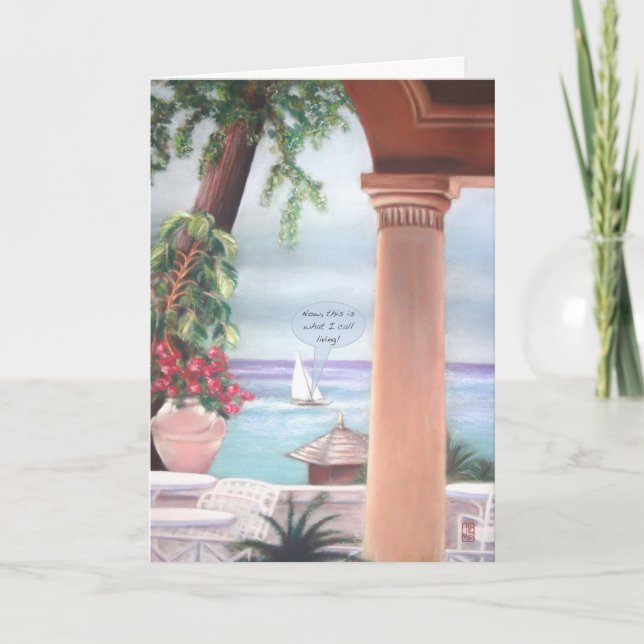 Pillar, Sea & Sailboat Retirement Card (Front)