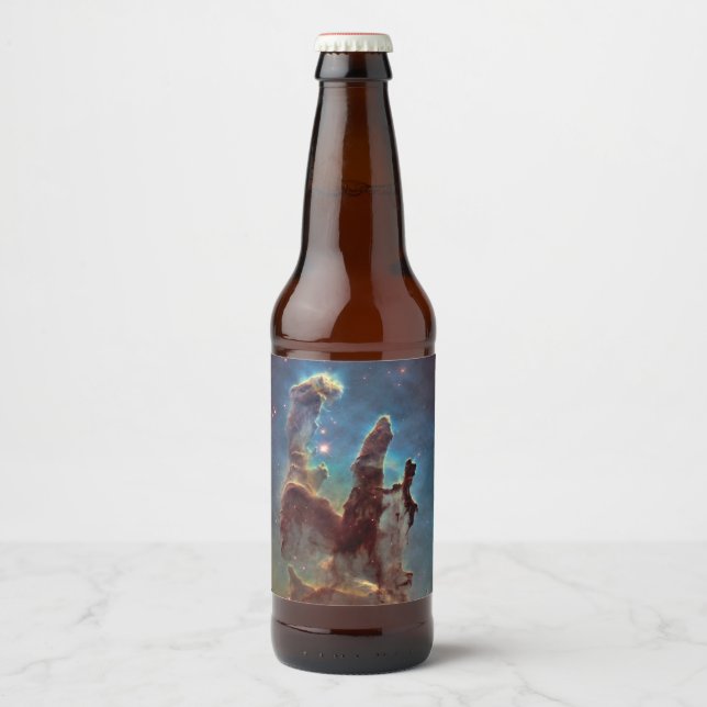 Pillars of Creation, Eagle Nebula Hubble Space Beer Bottle Label (Front)