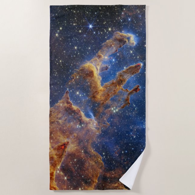 Pillars of Creation Eagle Nebula Webb Telescope Beach Towel (Front)