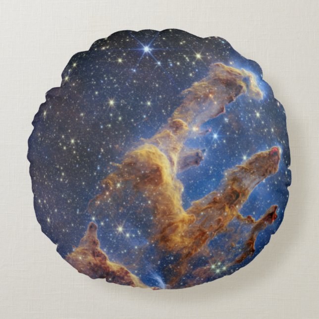 Pillars of Creation Eagle Nebula Webb Telescope Round Cushion (Front)