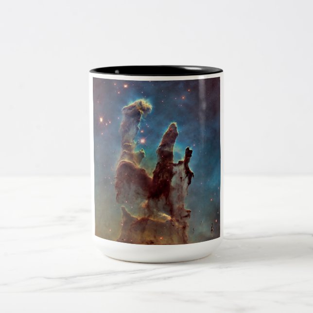 Pillars of Creation in Eagle Nebula Hubble Space Two-Tone Coffee Mug (Center)