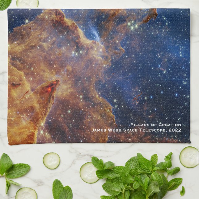 Pillars of Creation James Webb Hi-Res 2022 Tea Towel (Folded)
