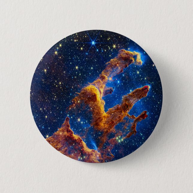 Pillars of Creation - James Webb NIRCam Astronomy 6 Cm Round Badge (Front)