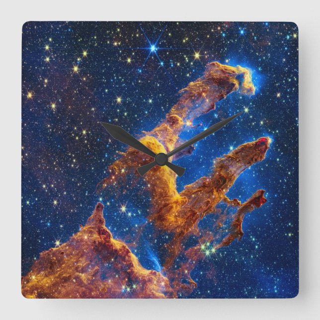 Pillars of Creation - James Webb NIRCam Astronomy Square Wall Clock (Front)