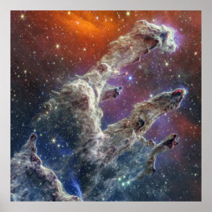 Pillars of Creation NIRCam & MIRI Composite Image Poster