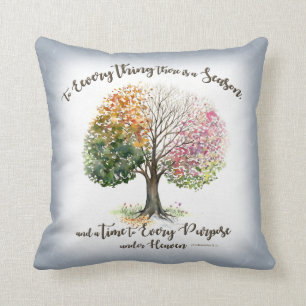 PILLOW 4 SEASON TREE BIBLE VERSE WATERCOLOR Grey