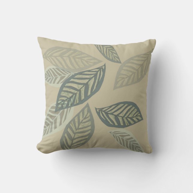 pillow artistic leaf art abstract design on grey (Front)