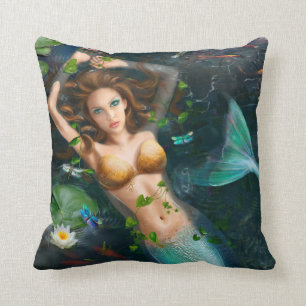 Pillow Beautiful Fantasy mermaid in lake