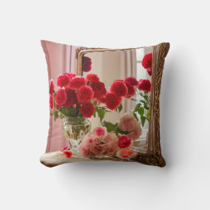 Pillow Beautiful Red Flowers with Mirror in Vase