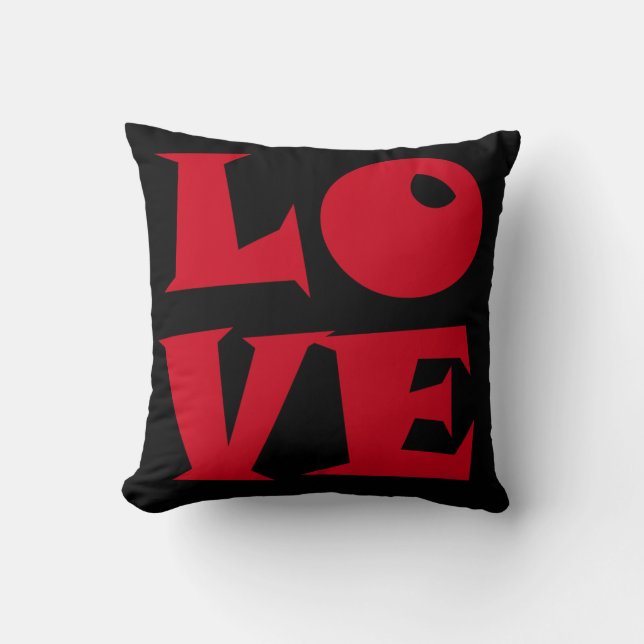 Pillow black and red in a modern style with letter (Front)
