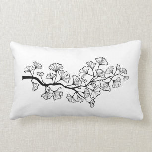 pillow black ginkgo tree with leaves