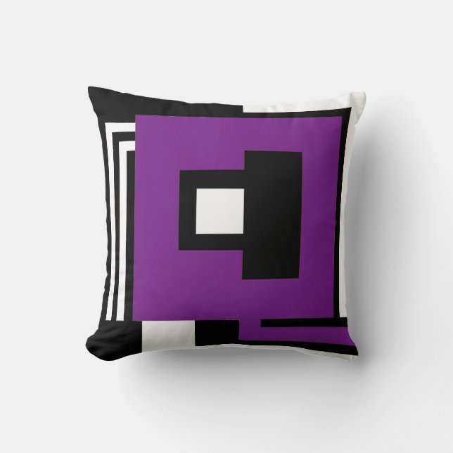 Pillow black, white & purple in geometric style (Front)