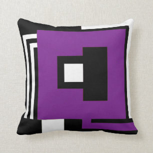 Pillow black, white & purple in geometric style