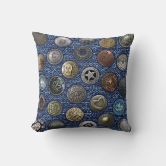 Pillow blue jeans & metal button