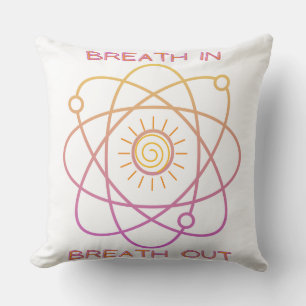 Pillow, 'Breath In-Breath Out' design, white Cushion