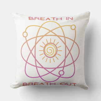 Pillow, 'Breath In-Breath Out' design, white Cushion