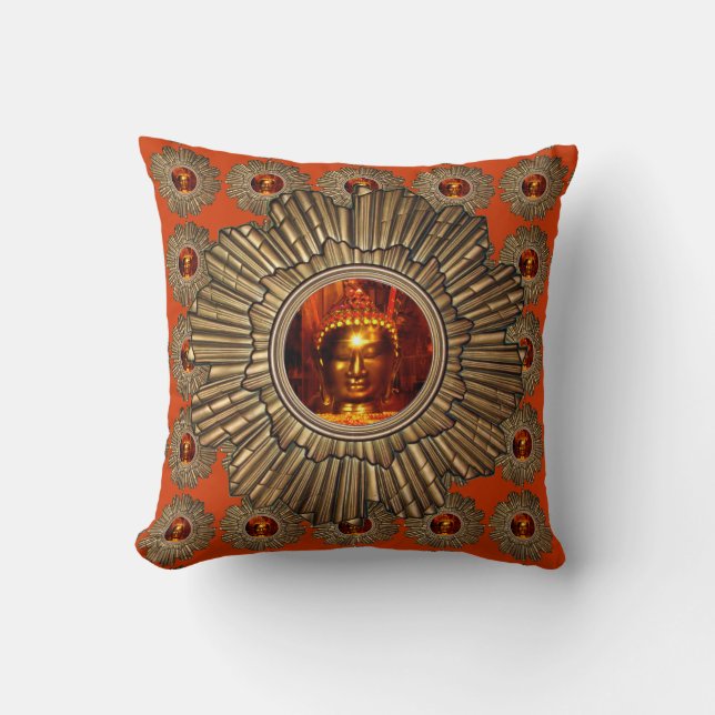 Pillow | Buddha Sun God Red Orange Gold (Front)