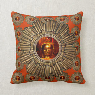 Pillow   Buddha Sun God Red Orange Gold